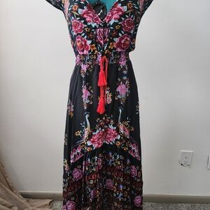 Floral Maxi Dress with Tassels